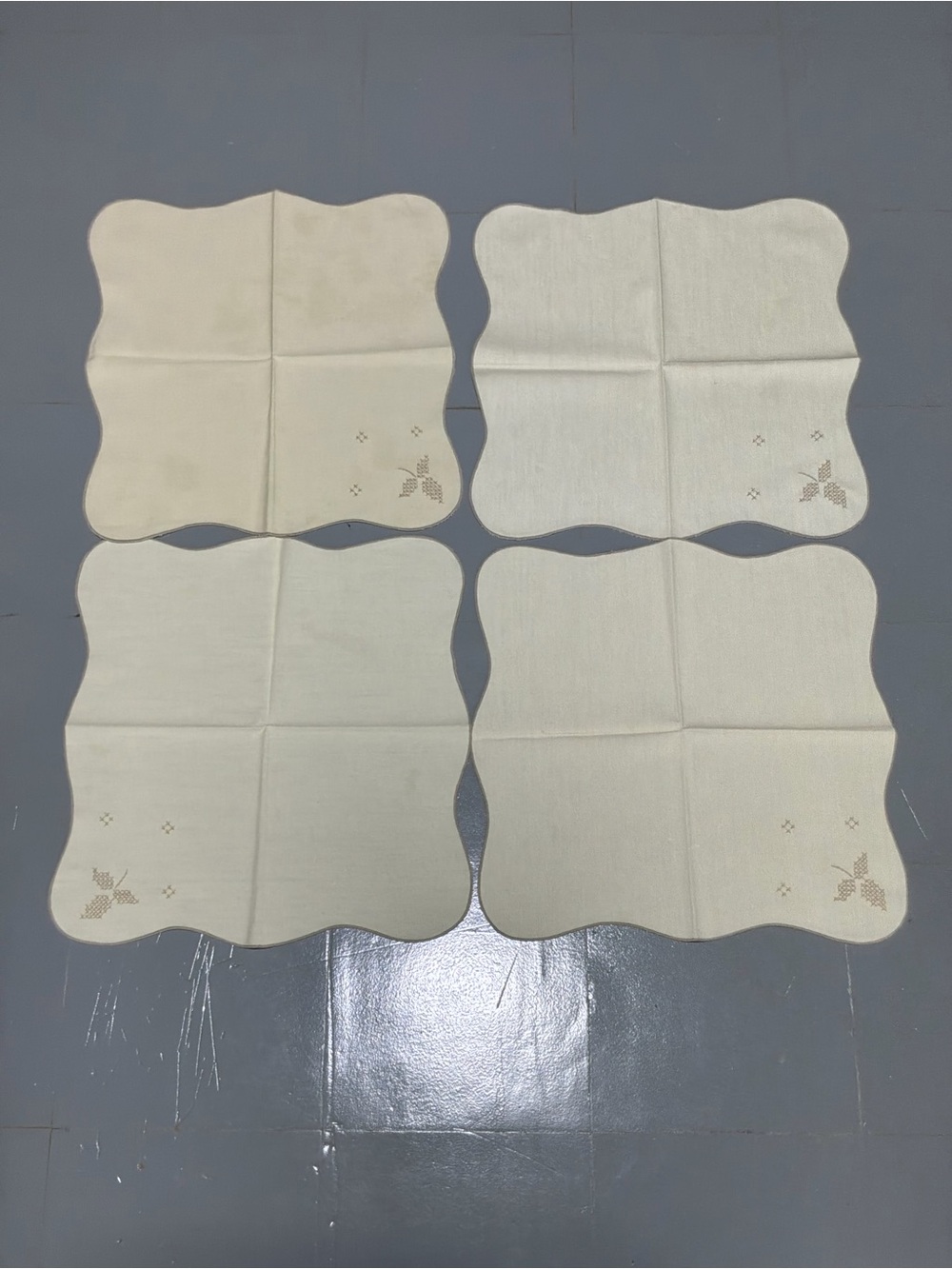 Vintage Hand Made Embroidered Napkins - Set of 4